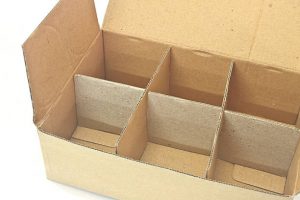 Cardboard box for insert bottles on background